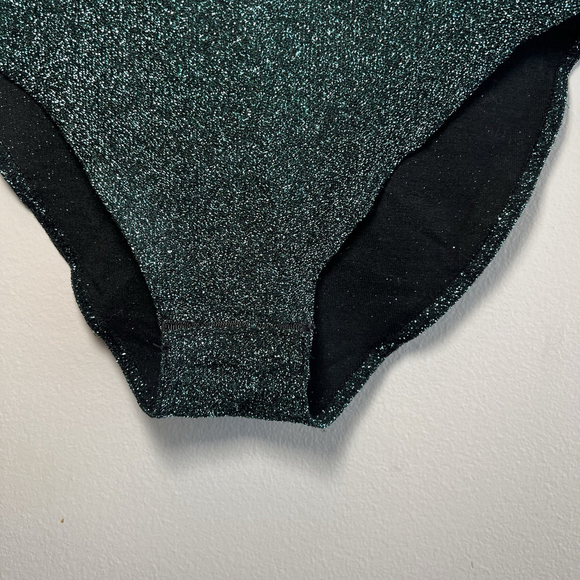 Zara Green Knit Sparkle Ruffle Tank Top Bodysuit Woman’s Small - Picture 5 of 12